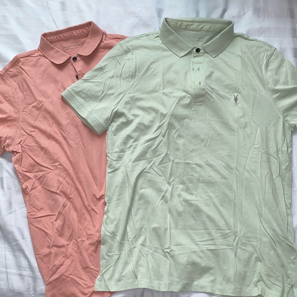 All saints men’s size Large T polo short, worn for photoshoot, otherwise new